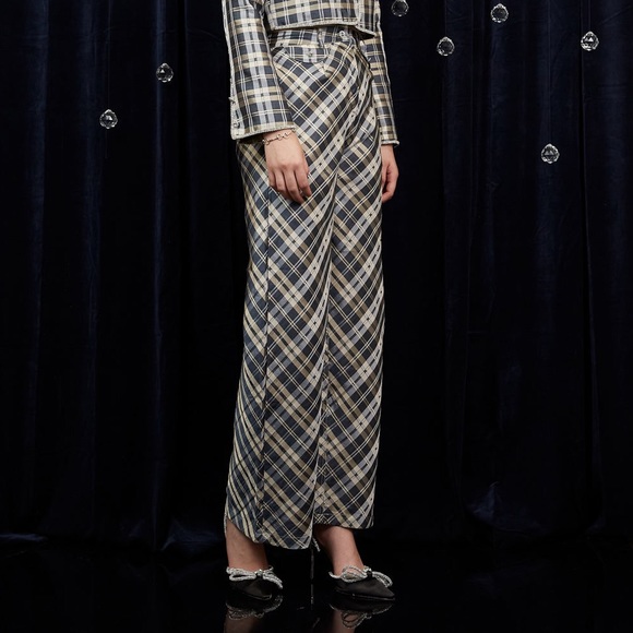 DREAM Cosmic Check Wide Leg Trousers- Willow Bough - Picture 2 of 7
